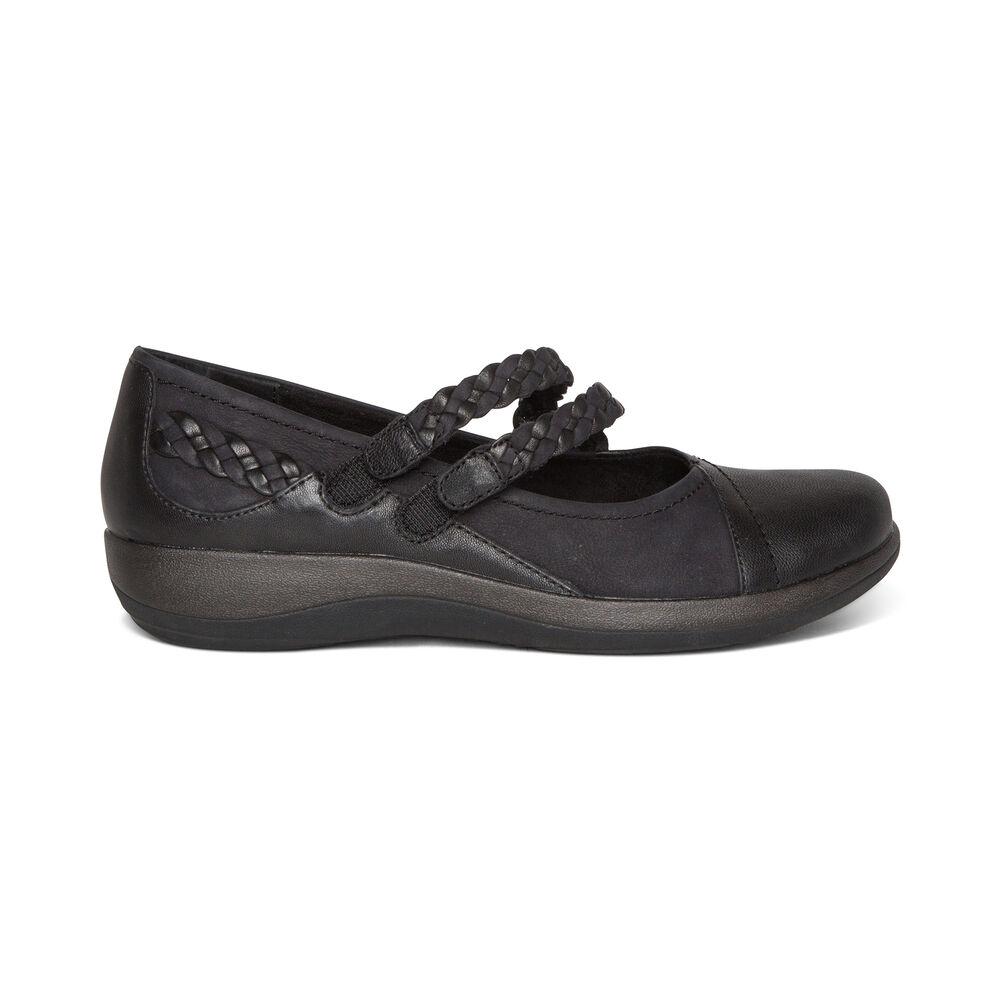 Aetrex Women's Annie Mary Jane Dress Shoes - Black | USA TEXO5PG